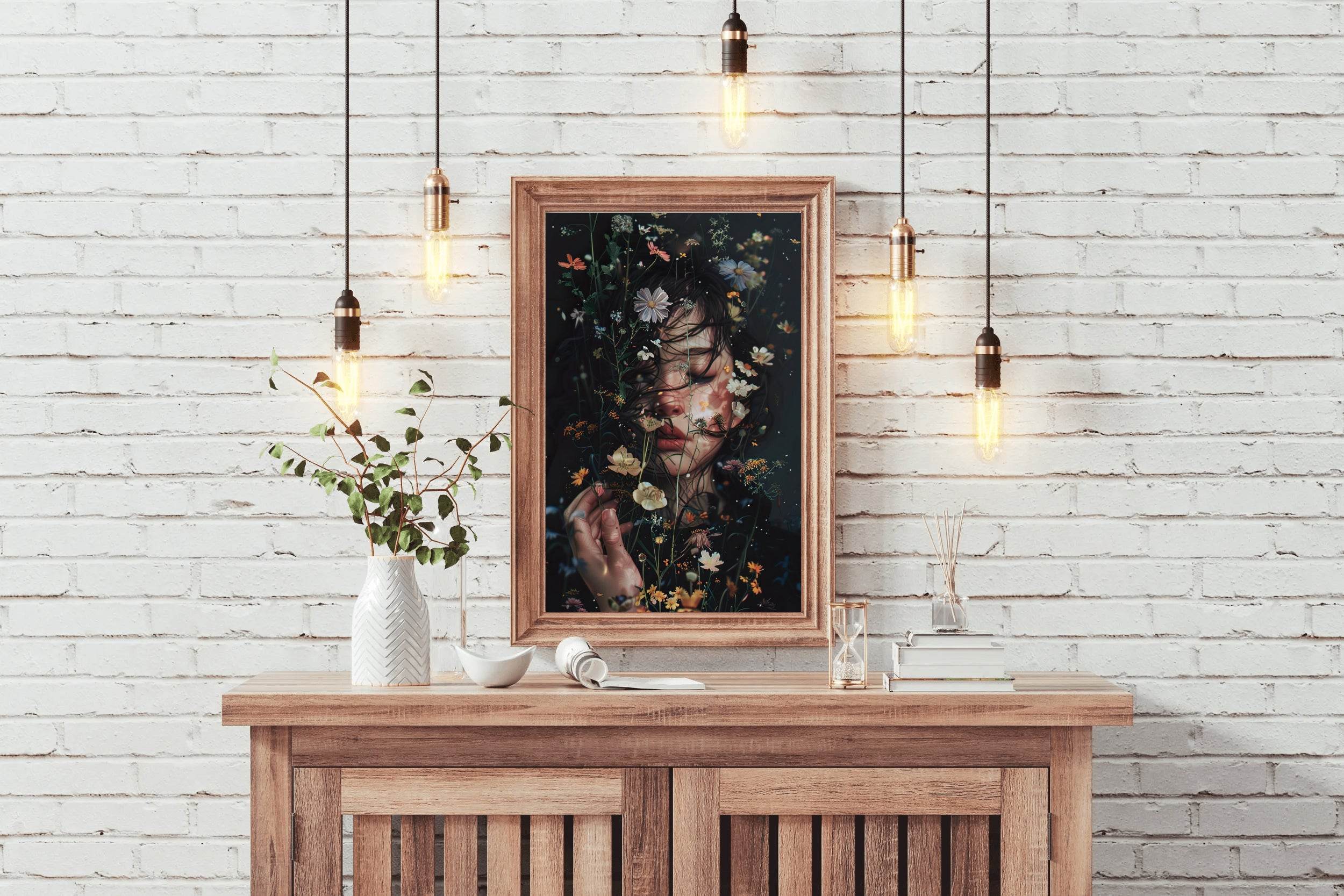 A Self Portrait With Flowers Digital Art - beink online art store