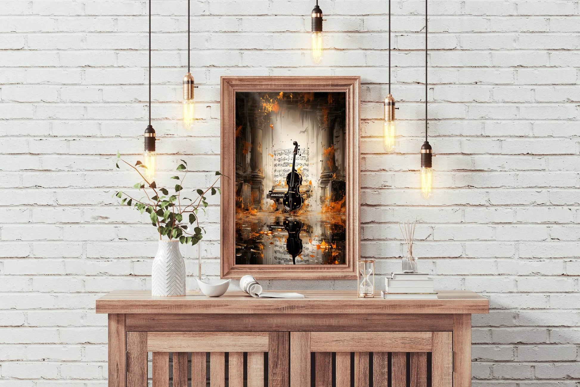 Violin With Musical Notes Wall Art - beink online art store