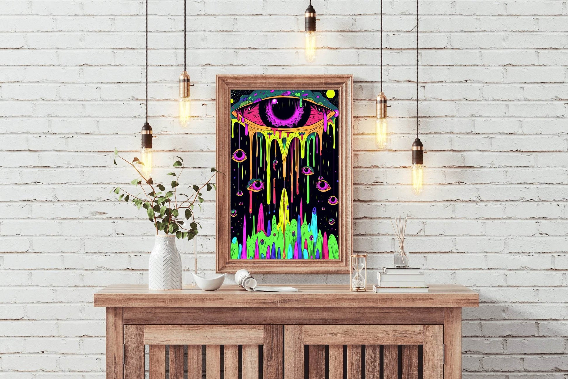 Neon Psychedelic Eye Wall Art - beink online art store