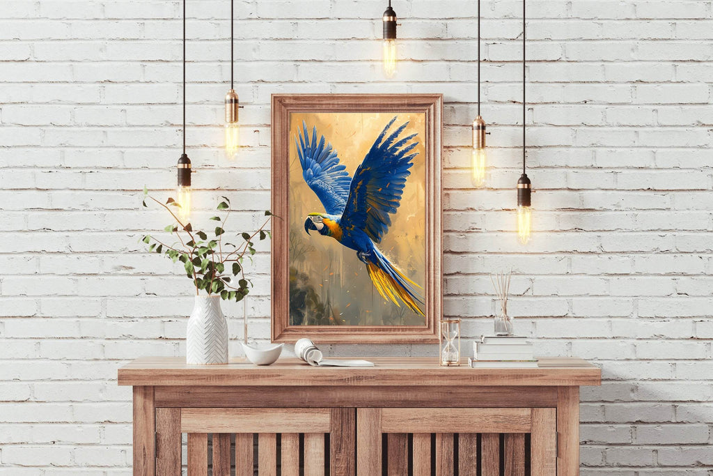 Painting of Blue Flying Macaw - beink online art store