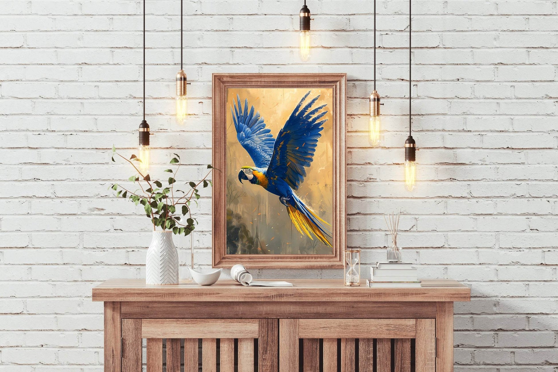 Painting of Blue Flying Macaw - beink online art store