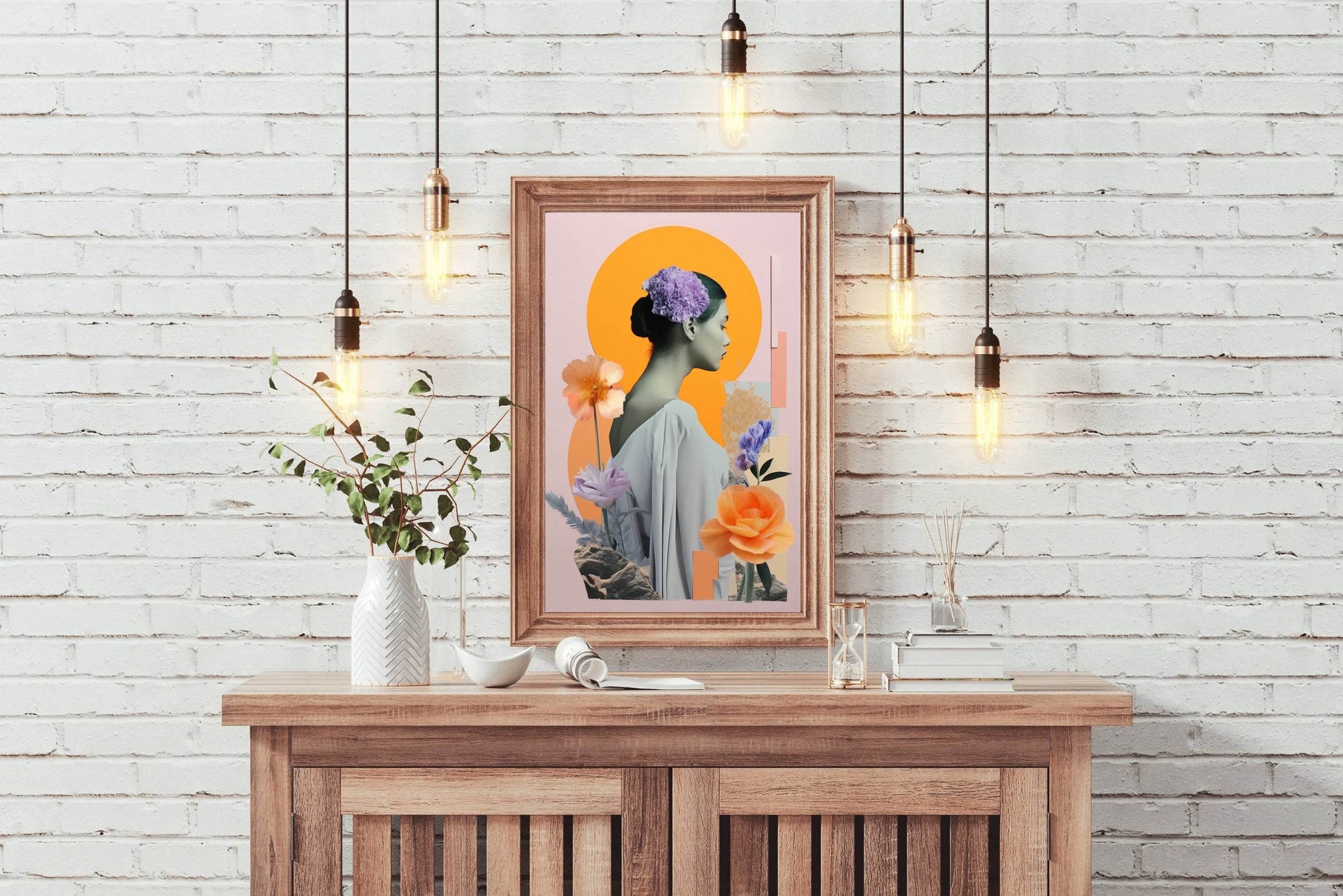 Women with flowers Abstract Wall Art - beink online art store