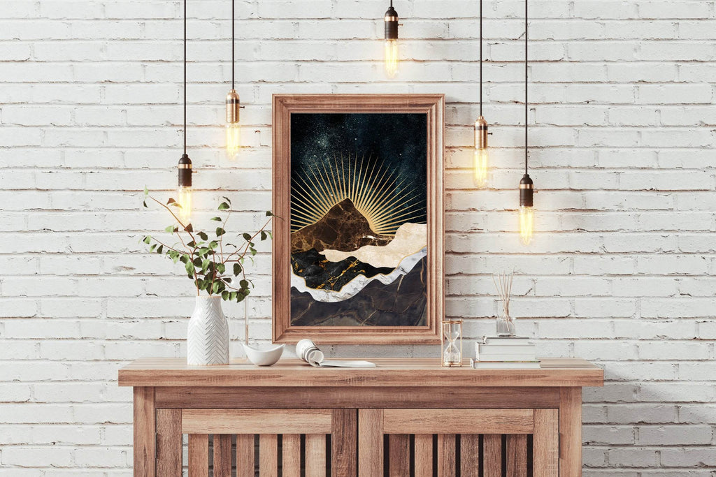 Copper and Gold Mountain Modern Wall Art - beink online art store