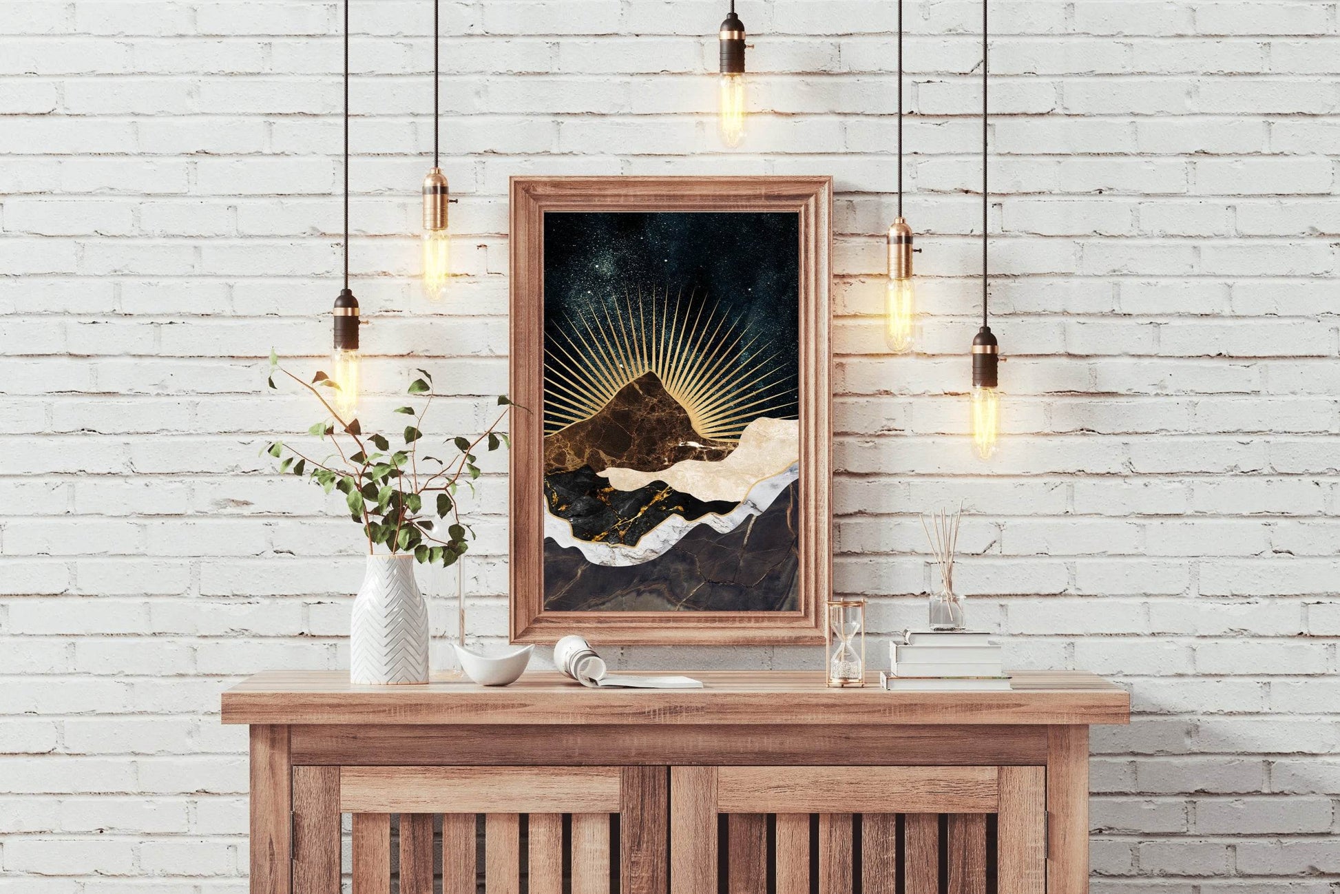 Copper and Gold Mountain Modern Wall Art - beink online art store