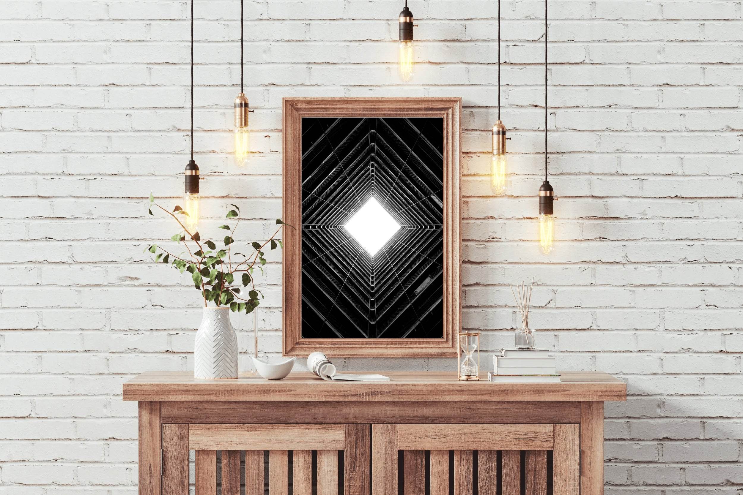 White Striped Building Black & White Wall Art - beink online art store