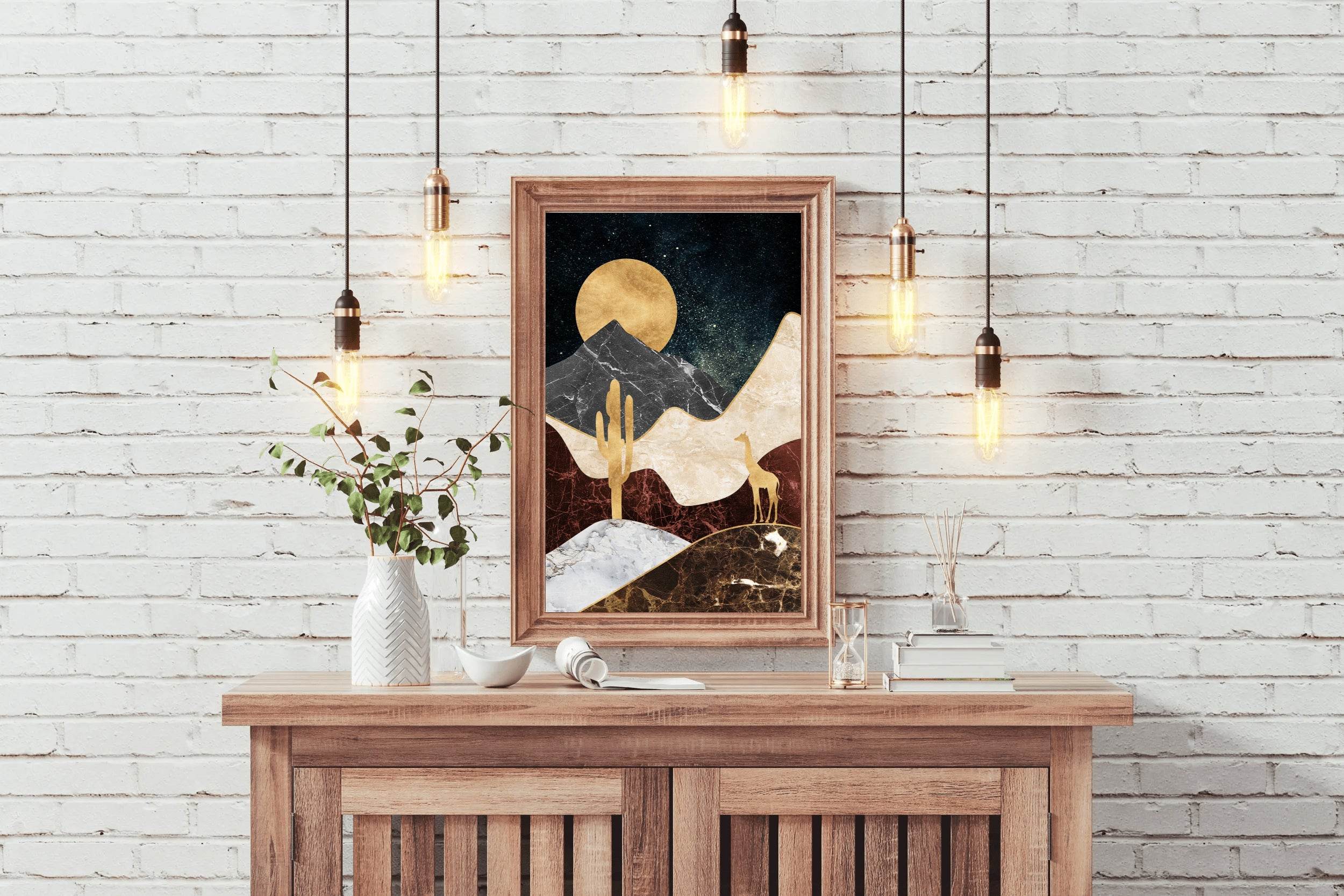 Desert Moonlit Modern Wall Art - beink online art store