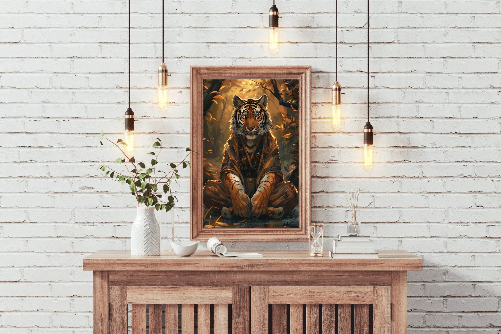 Painting of Lion Sitting in Jungle Wall Art - beink online art store