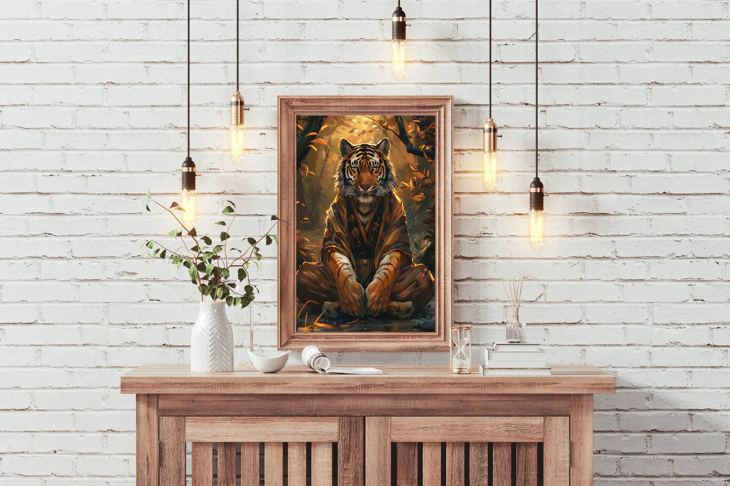 Painting of Lion Sitting in Jungle Wall Art - beink online art store