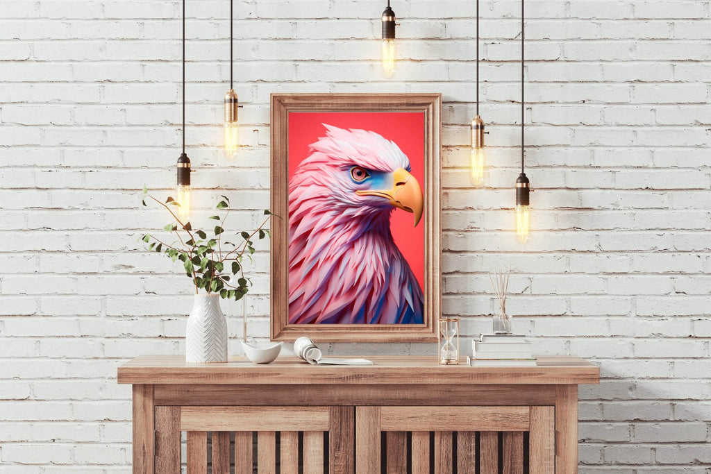 Pink and Blue Painted Eagle Bird Wall Art - beink online art store
