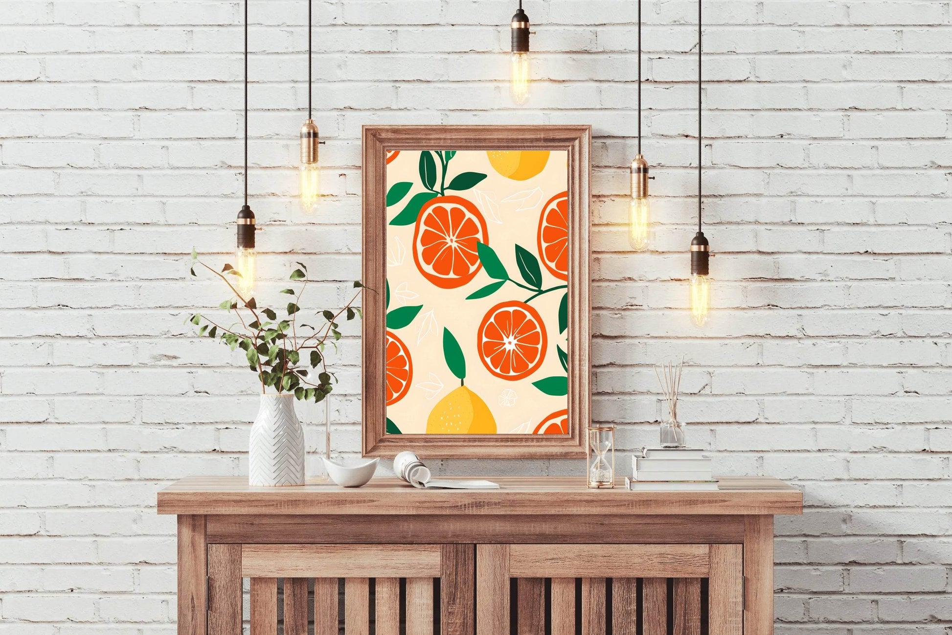Drawing Of a Cut Orange Wall Art - beink online art store