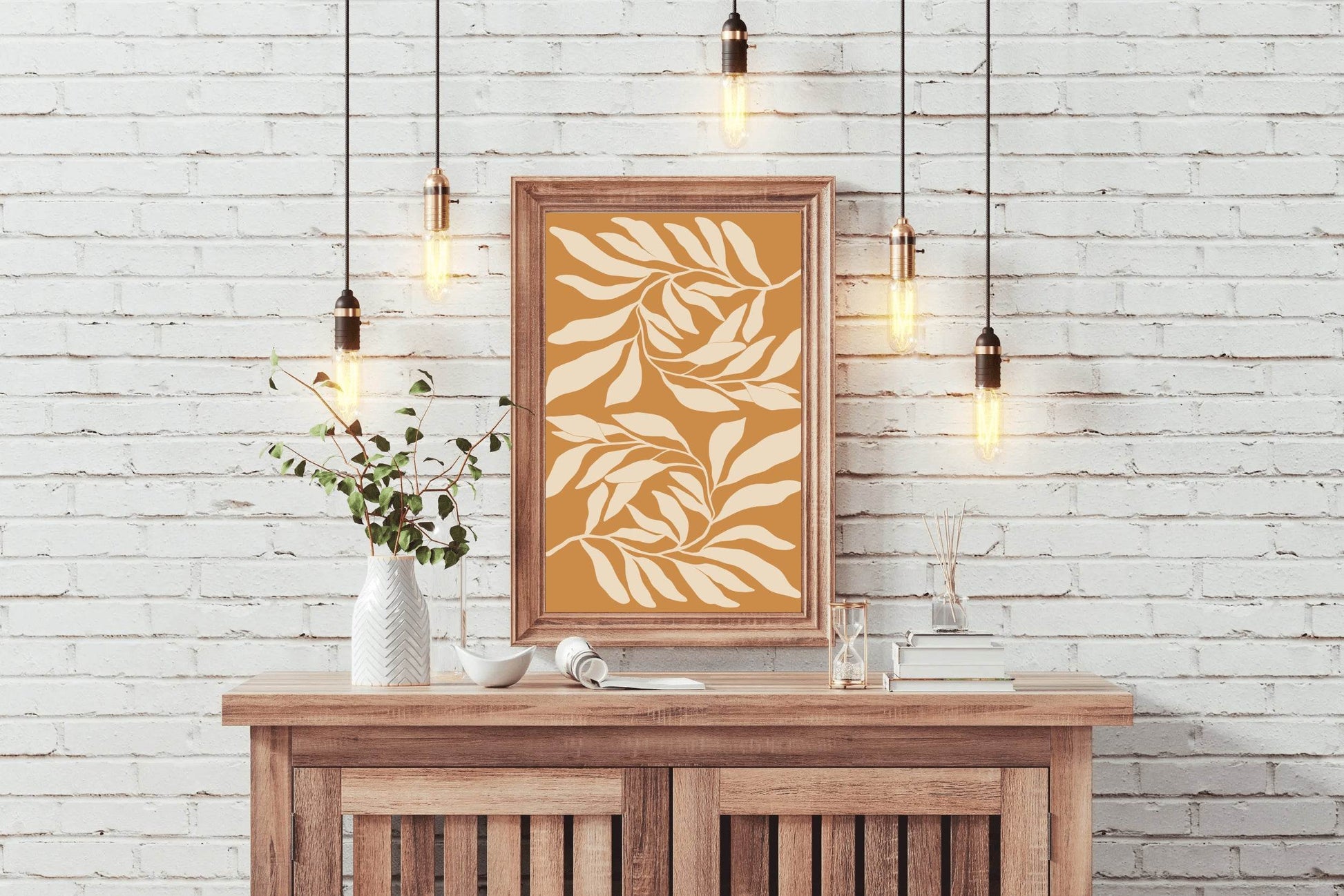 Abstract Botanical Print Minimalist Leaf Pattern ArtWork - beink online art store