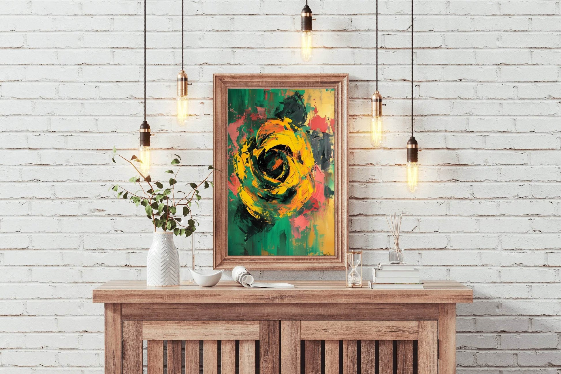 Yellow Rose Painting Wall Art - beink online art store