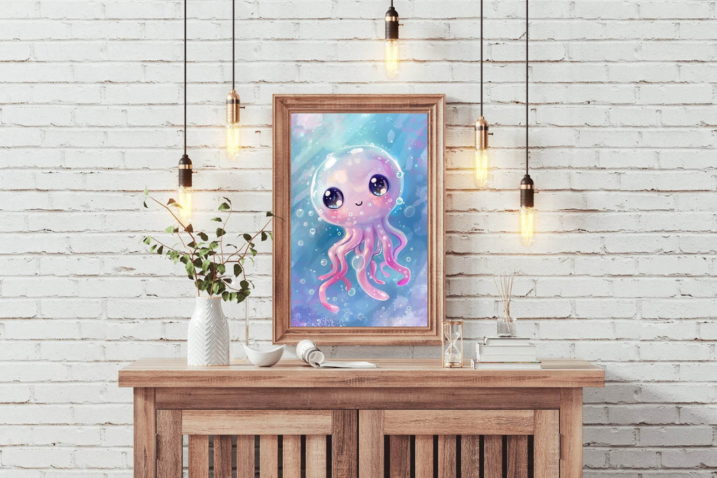 Cartoon Octopus With Bubbles Wall Art - beink online art store