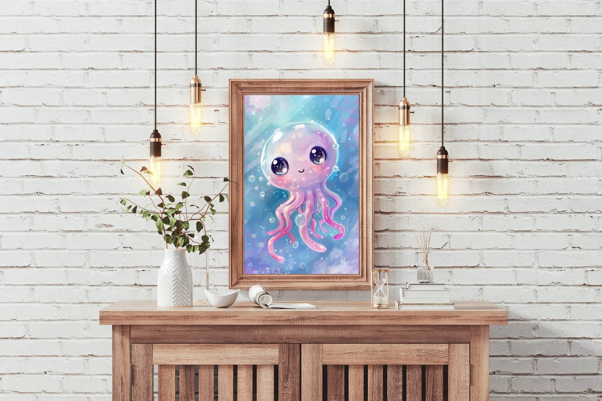Cartoon Octopus With Bubbles Wall Art - beink online art store