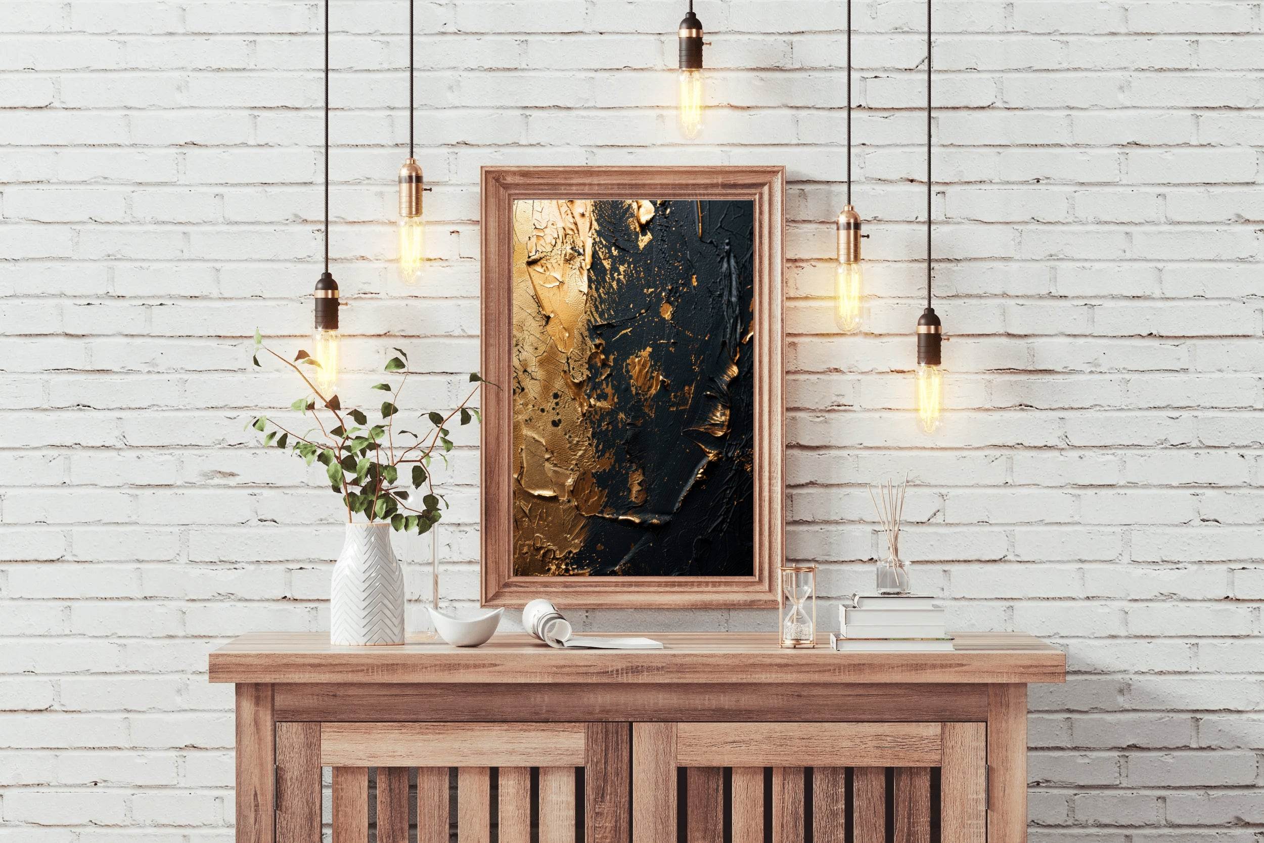Black and Gold Grunge Wall Art - beink online art store