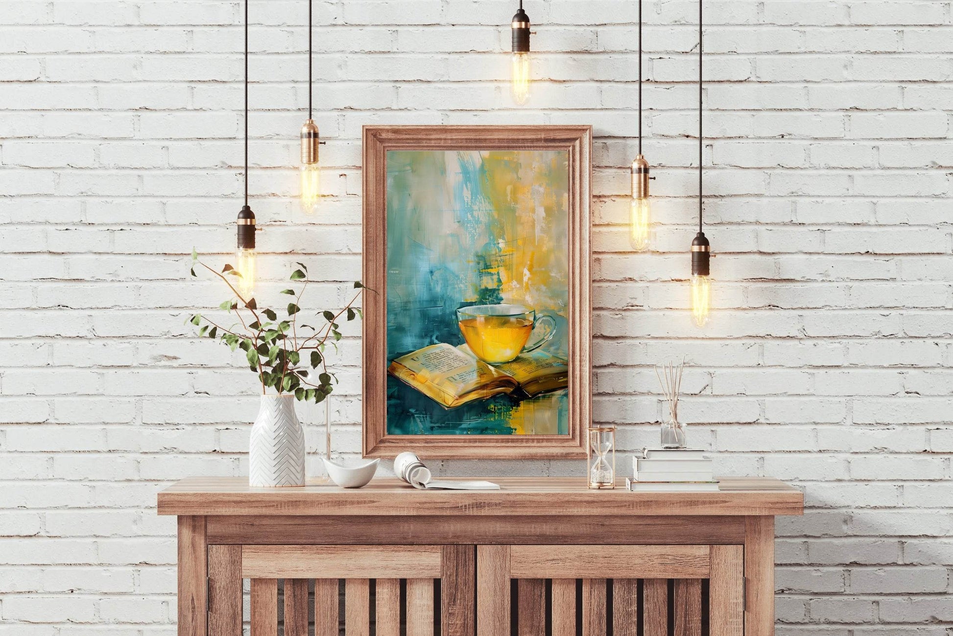 Painting A Cup Of Tea On A Book Wall Art - beink online art store