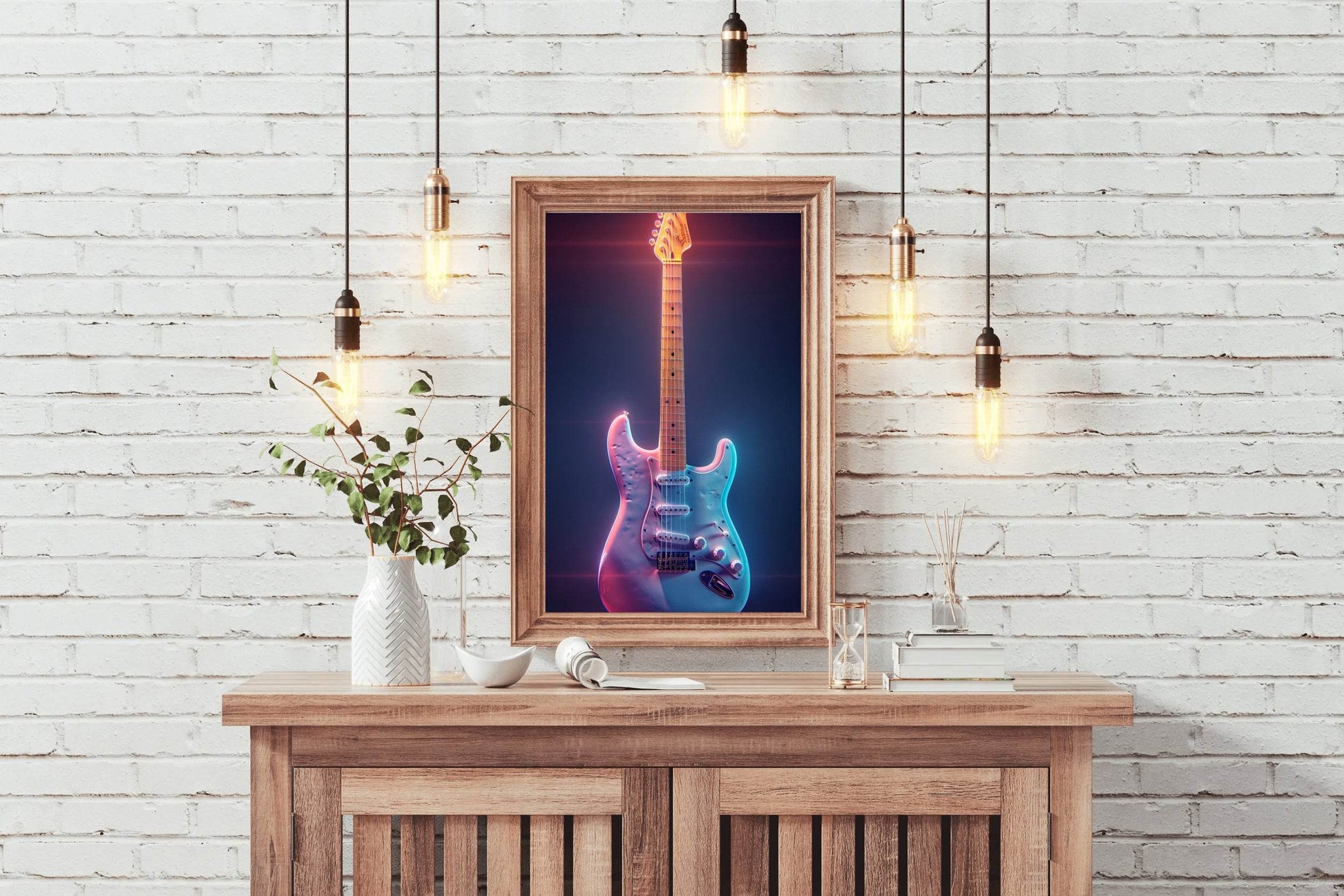 Electric Guitar With Fancy Color Wall Art - beink online art store