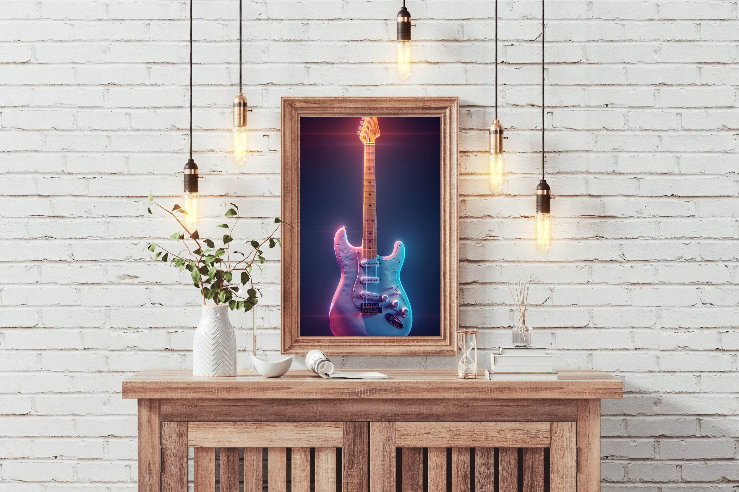Electric Guitar With Fancy Color Wall Art - beink online art store
