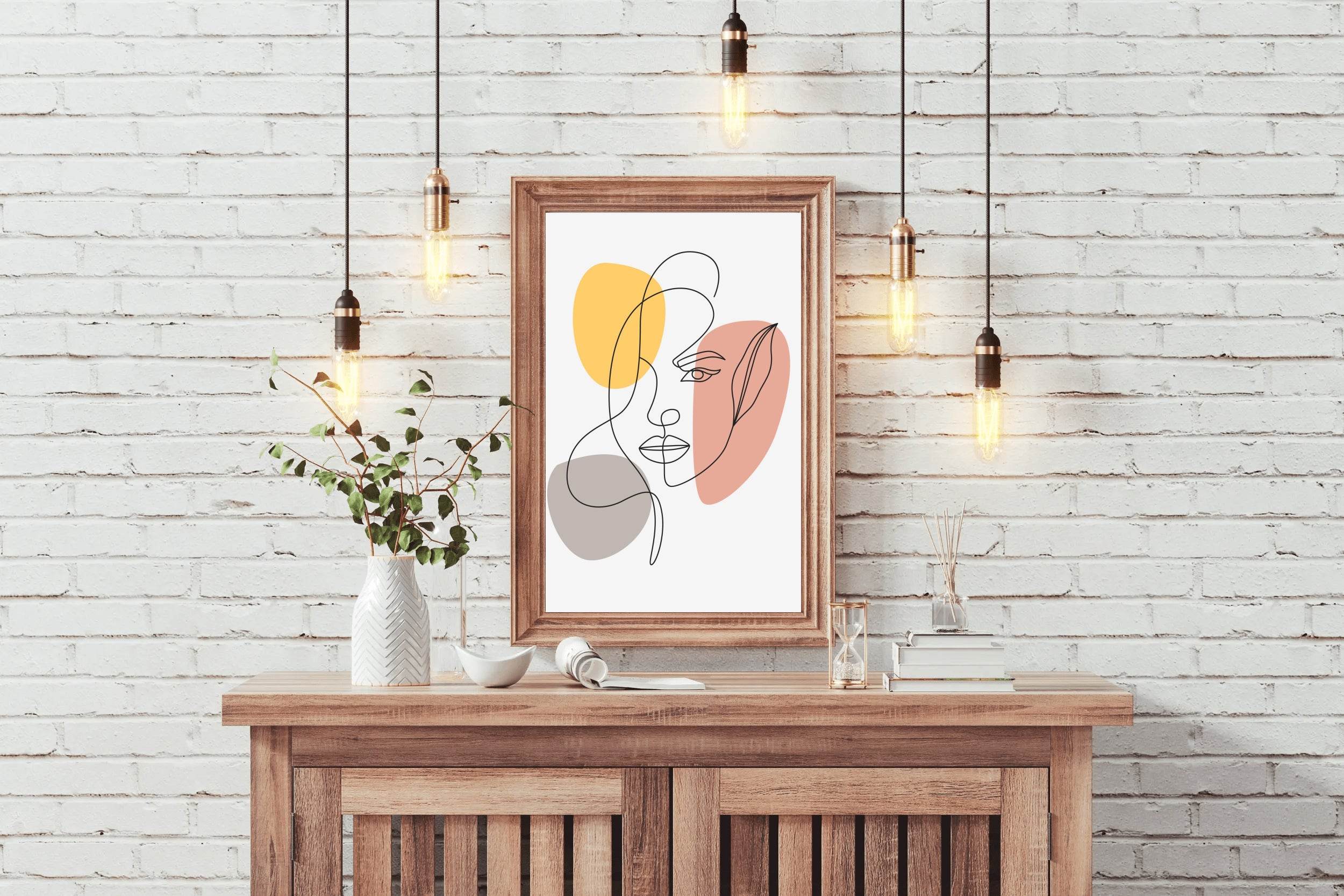 Beautiful Minimal Female Face Wall Art - beink online art store
