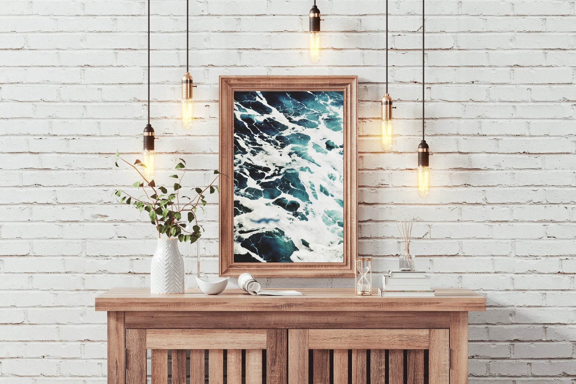 White Sea Waves Abstract Wall Art - beink online art store