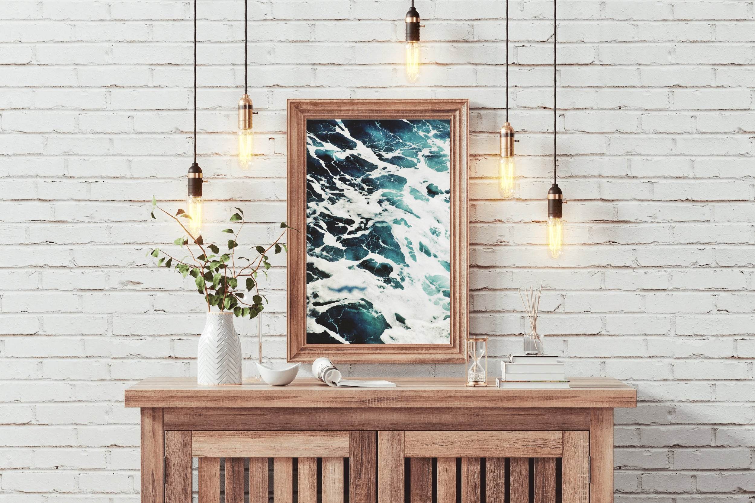 White Sea Waves Abstract Wall Art - beink online art store