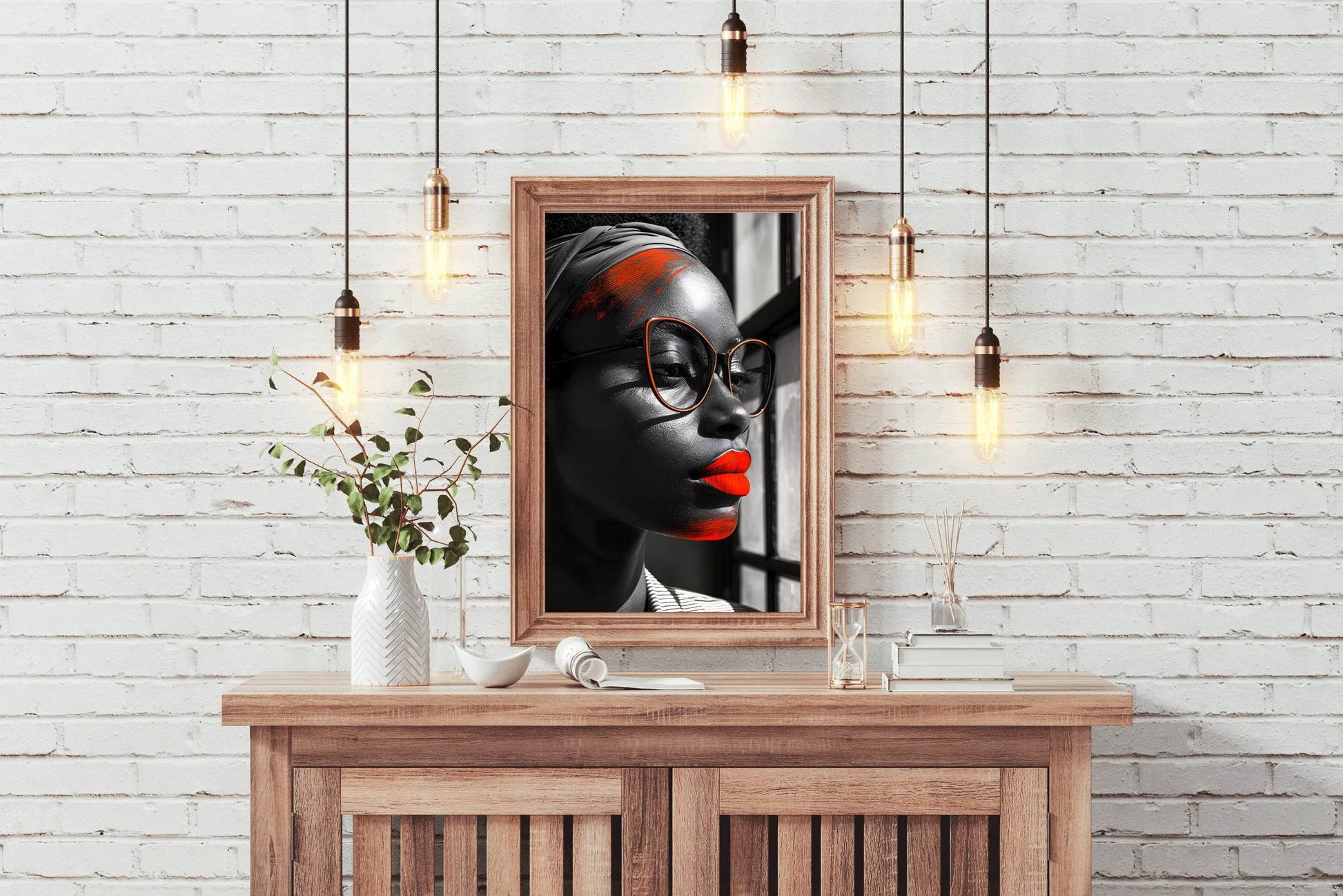 Cat Eye Glasses With Red Frame Wall Art - beink online art store