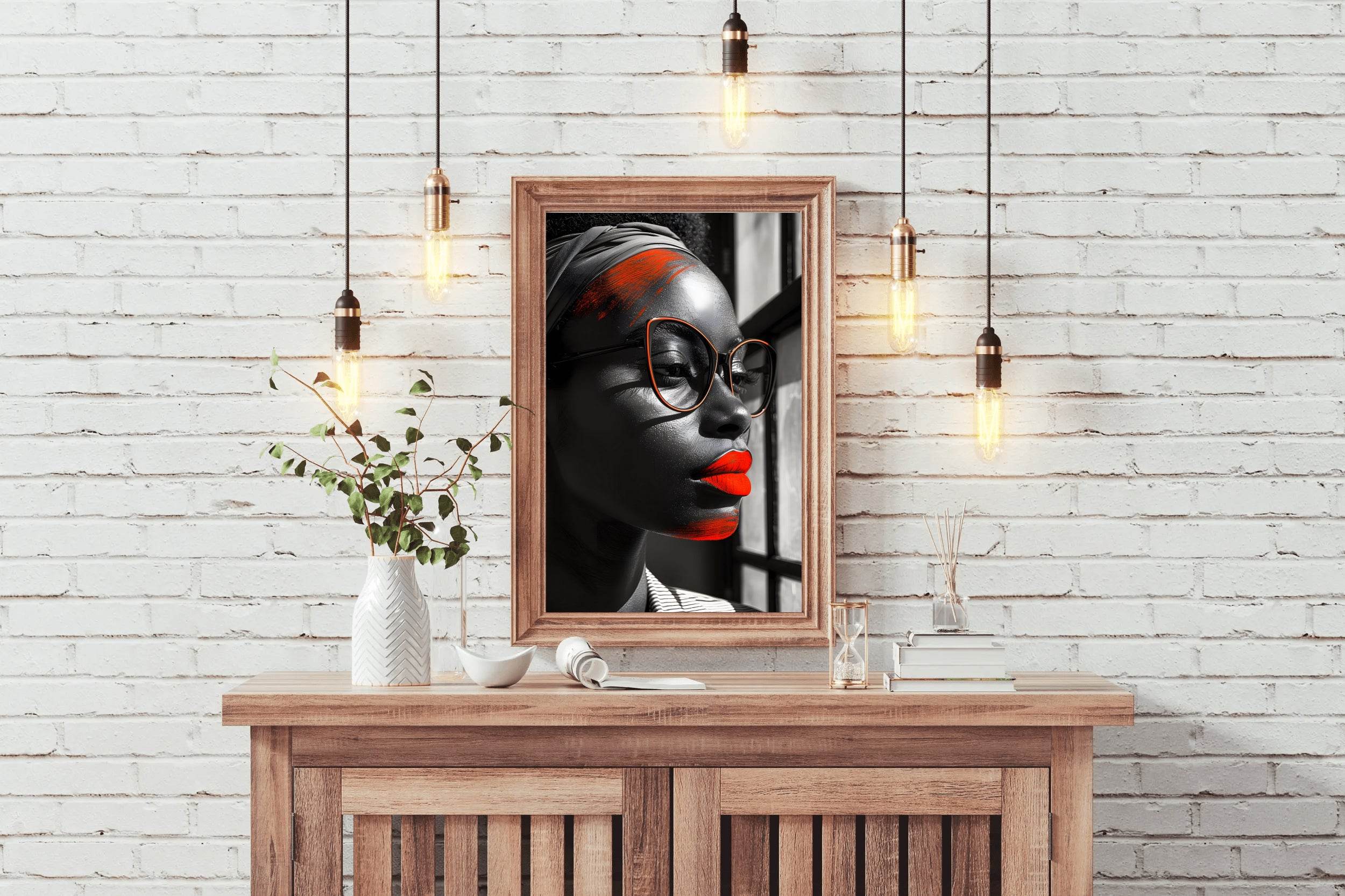 Cat Eye Glasses With Red Frame Wall Art - beink online art store