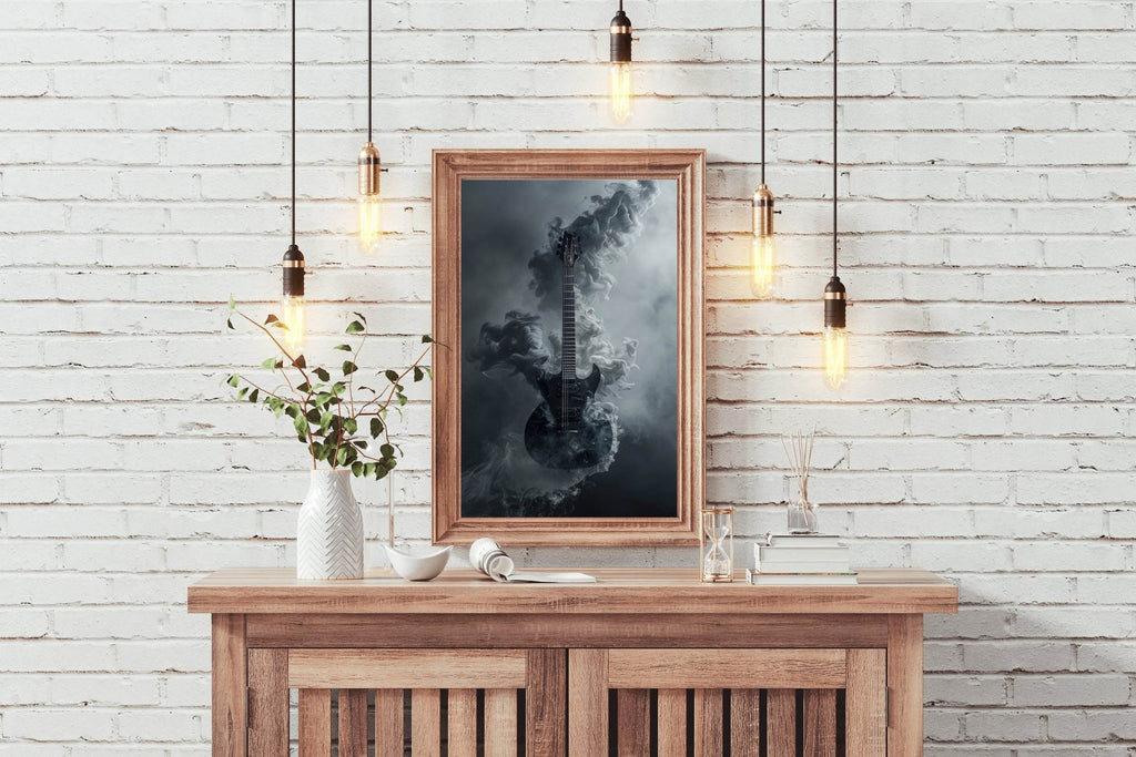 Smokey Black Guitar Wall Art - beink online art store