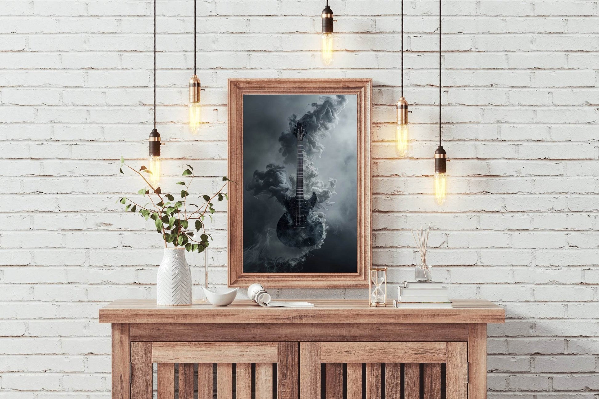 Smokey Black Guitar Wall Art - beink online art store