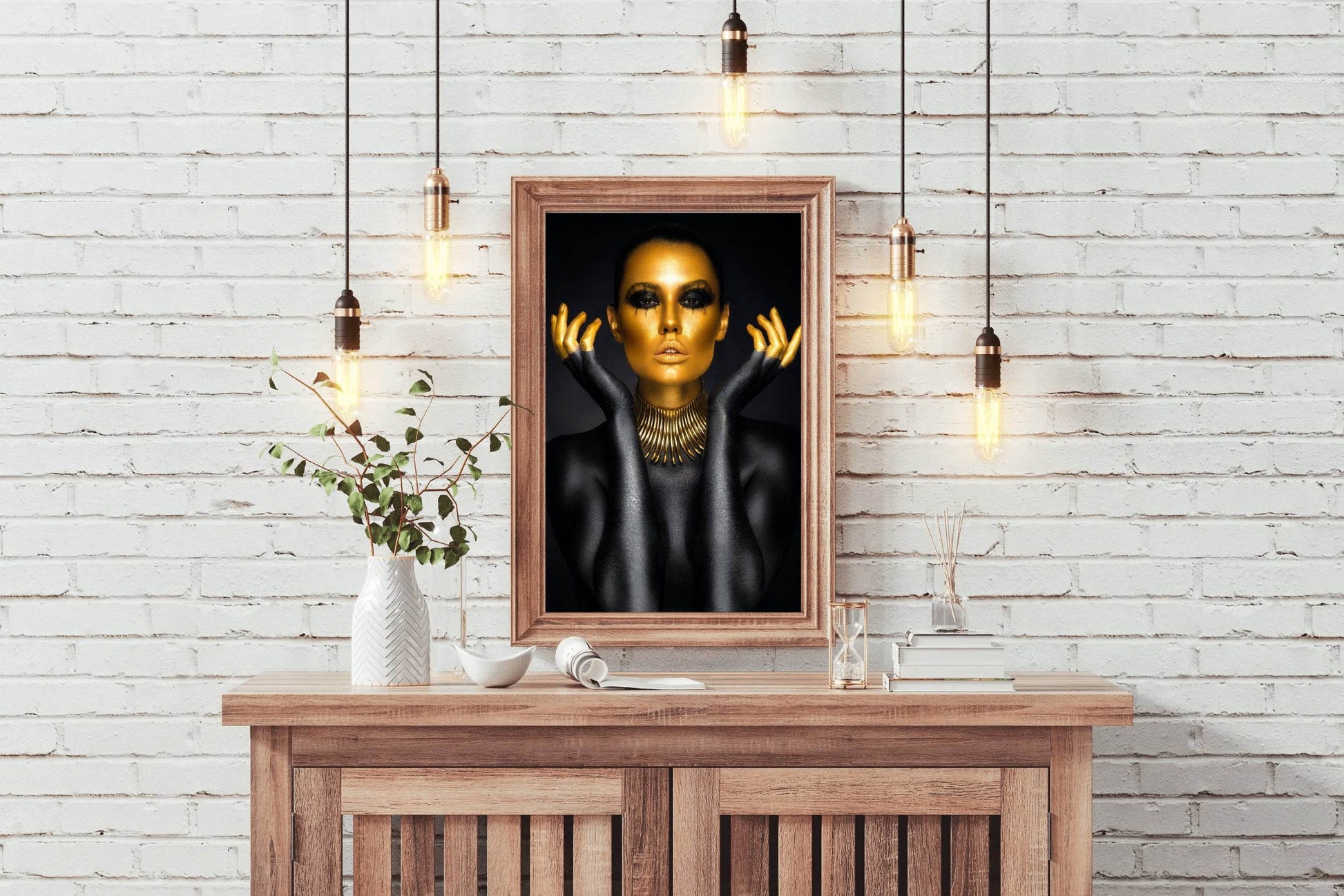 Golden Face Of a Woman Wall Art - beink online art store