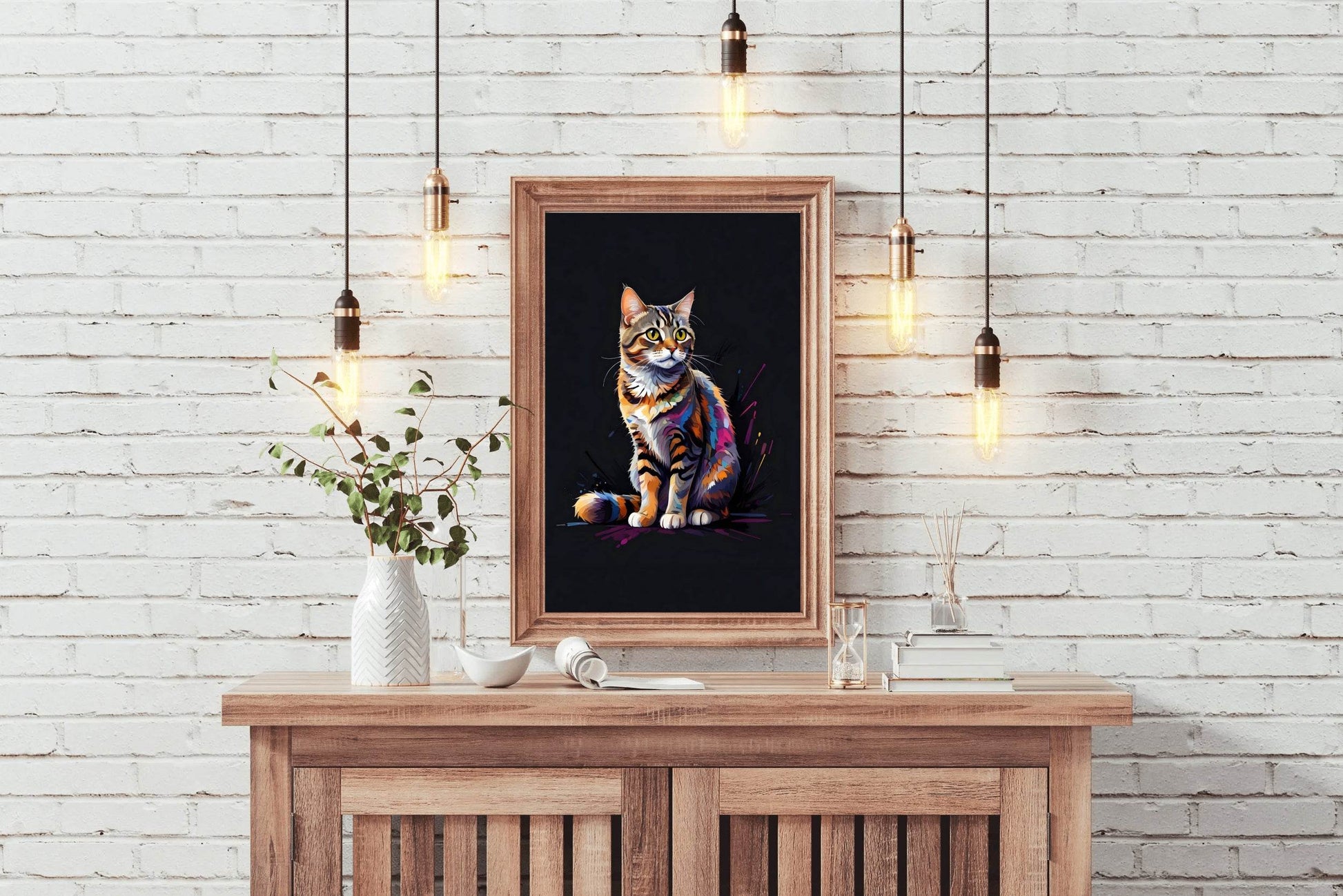 Multicolor Cat Painting Wall Art - beink online art store