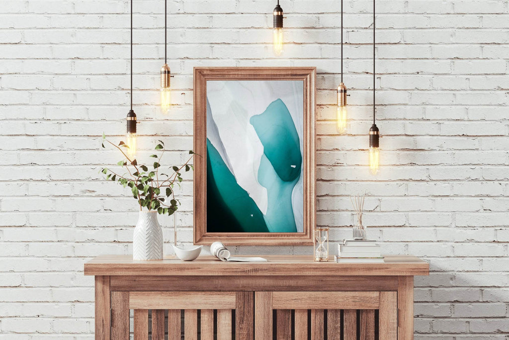 Green Water Color With White Background Abstract Wall Art - beink online art store