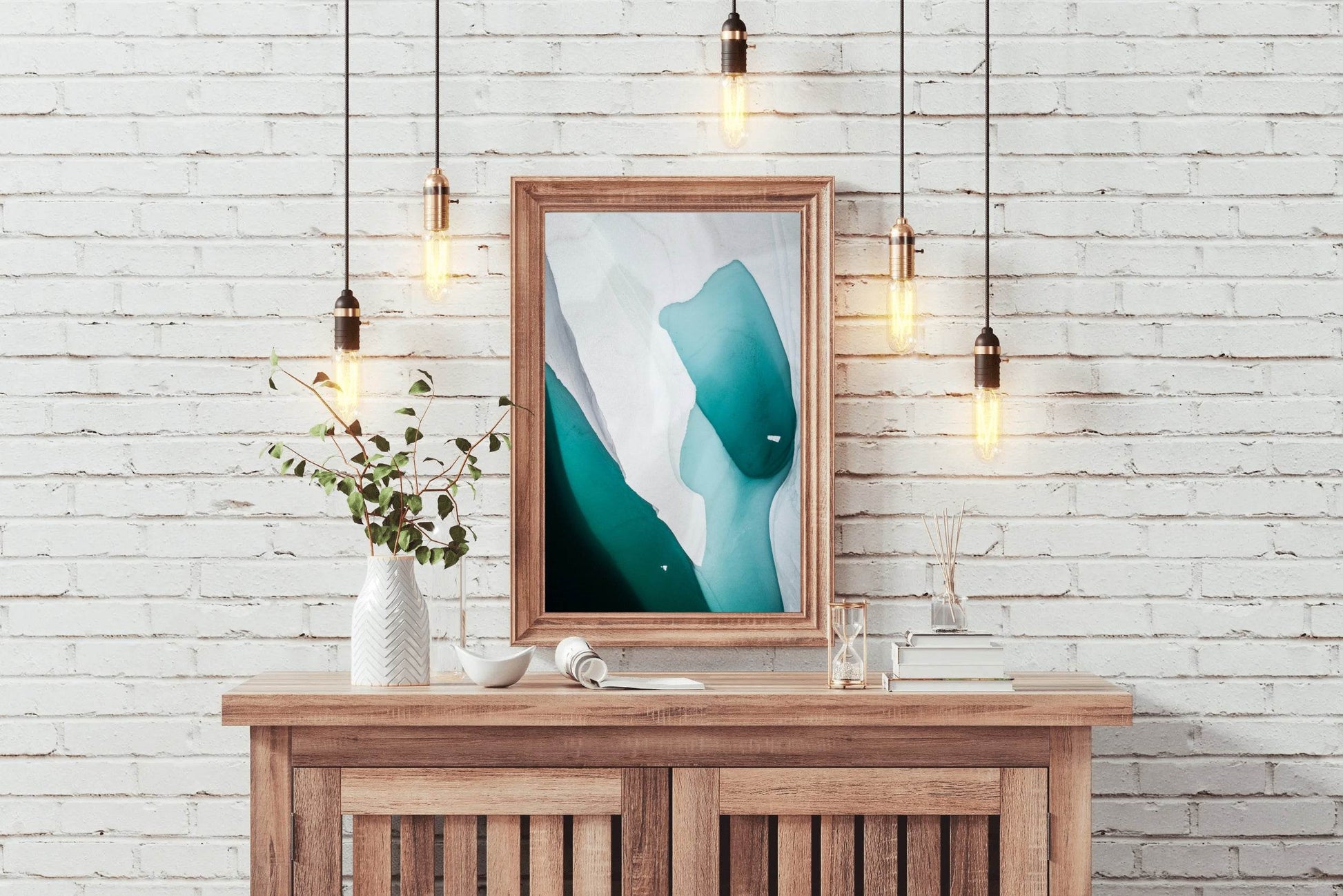 Green Water Color With White Background Abstract Wall Art - beink online art store