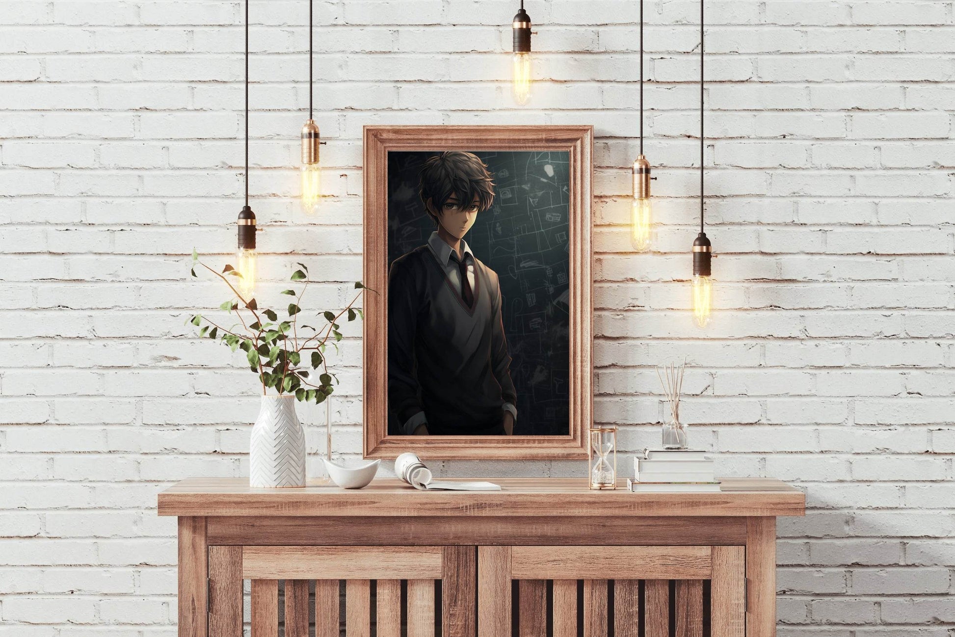 Cute School Anime Boy Aesthetic Anime Wall Art - beink online art store