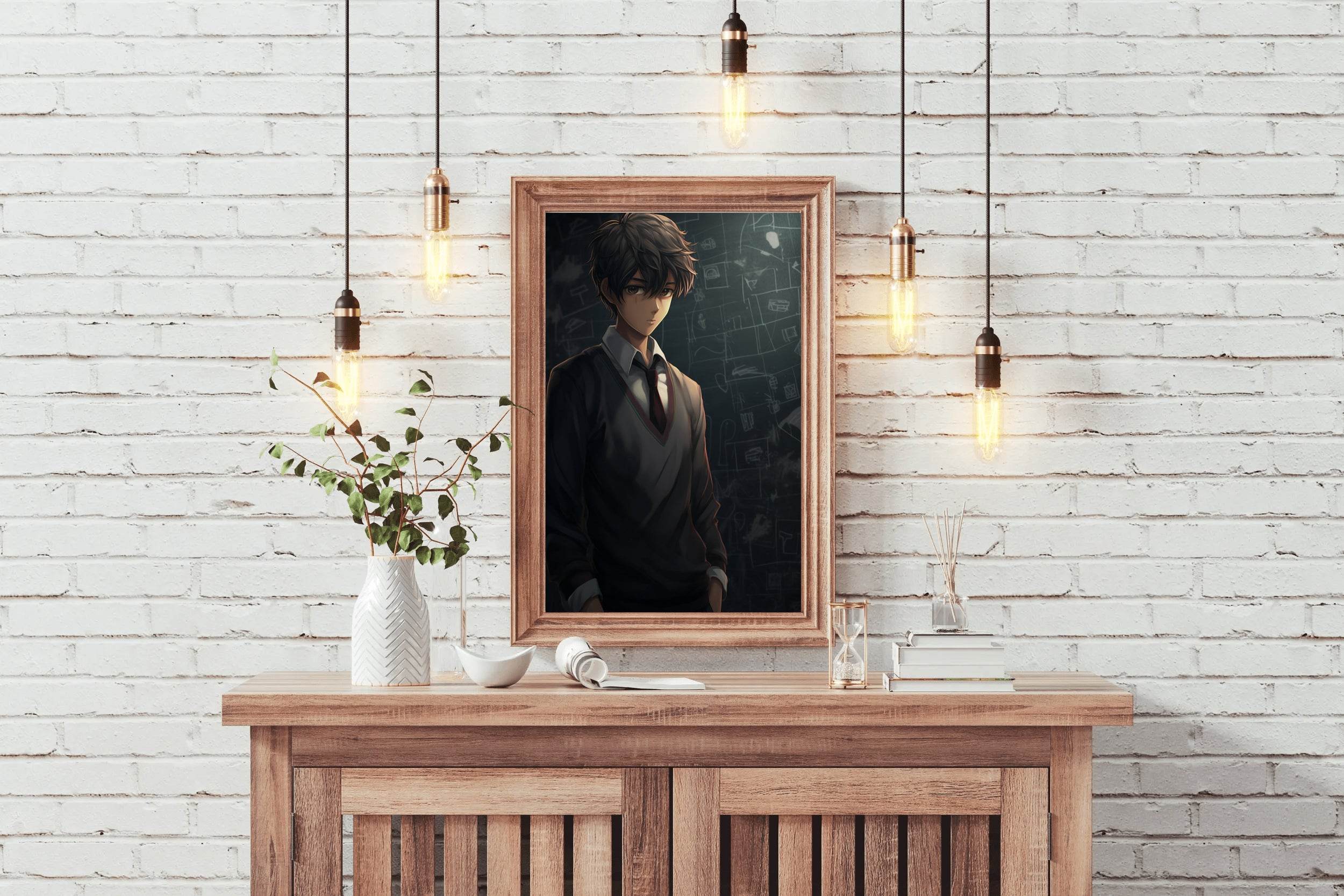 Cute School Anime Boy Aesthetic Anime Wall Art - beink online art store