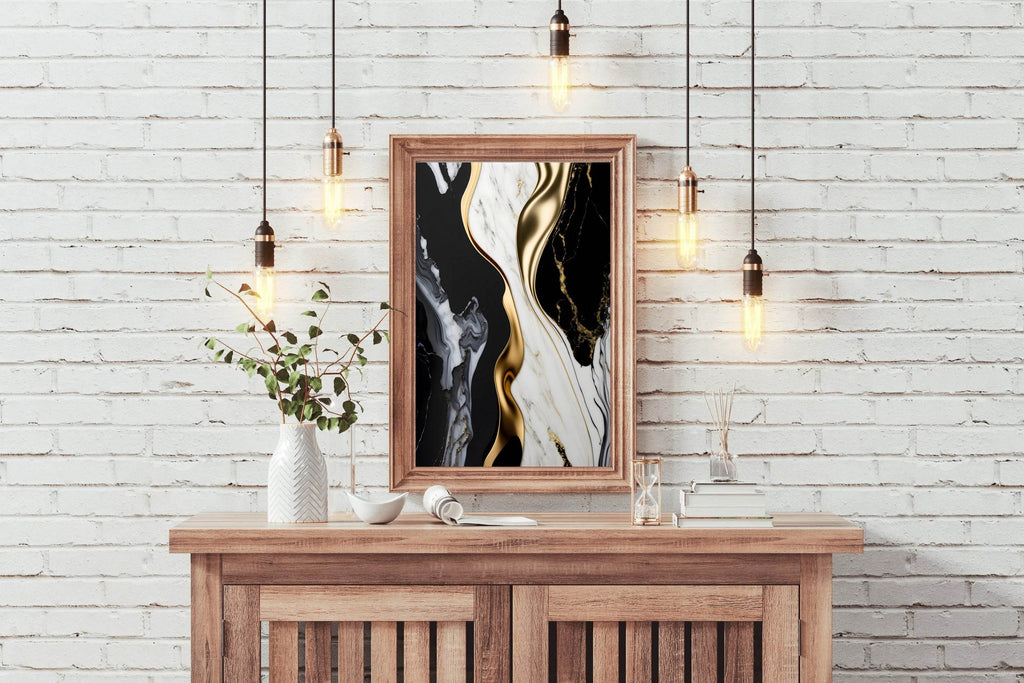 Black White And Gold Mmarble Facade Wall Art - beink online art store