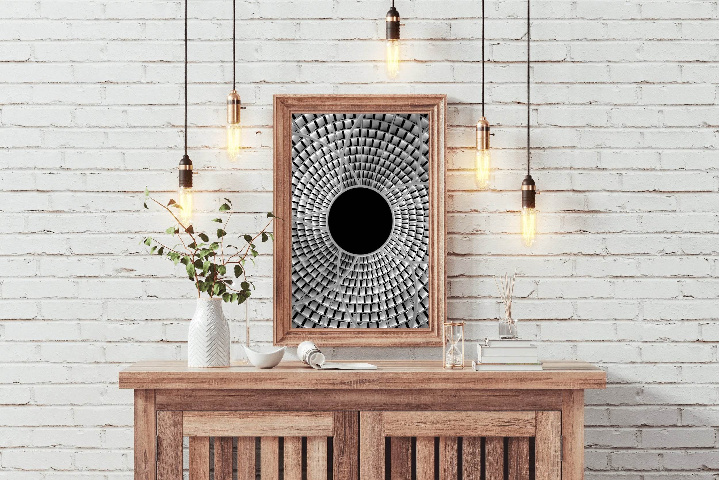 Open Hole Ceiling Architecture Black & White Wall Art - beink online art store