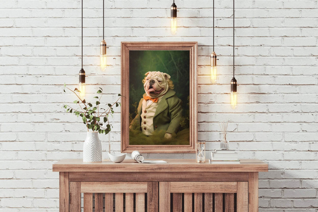 Comical Bulldog Wearing Coat Animal Wall Art - beink online art store