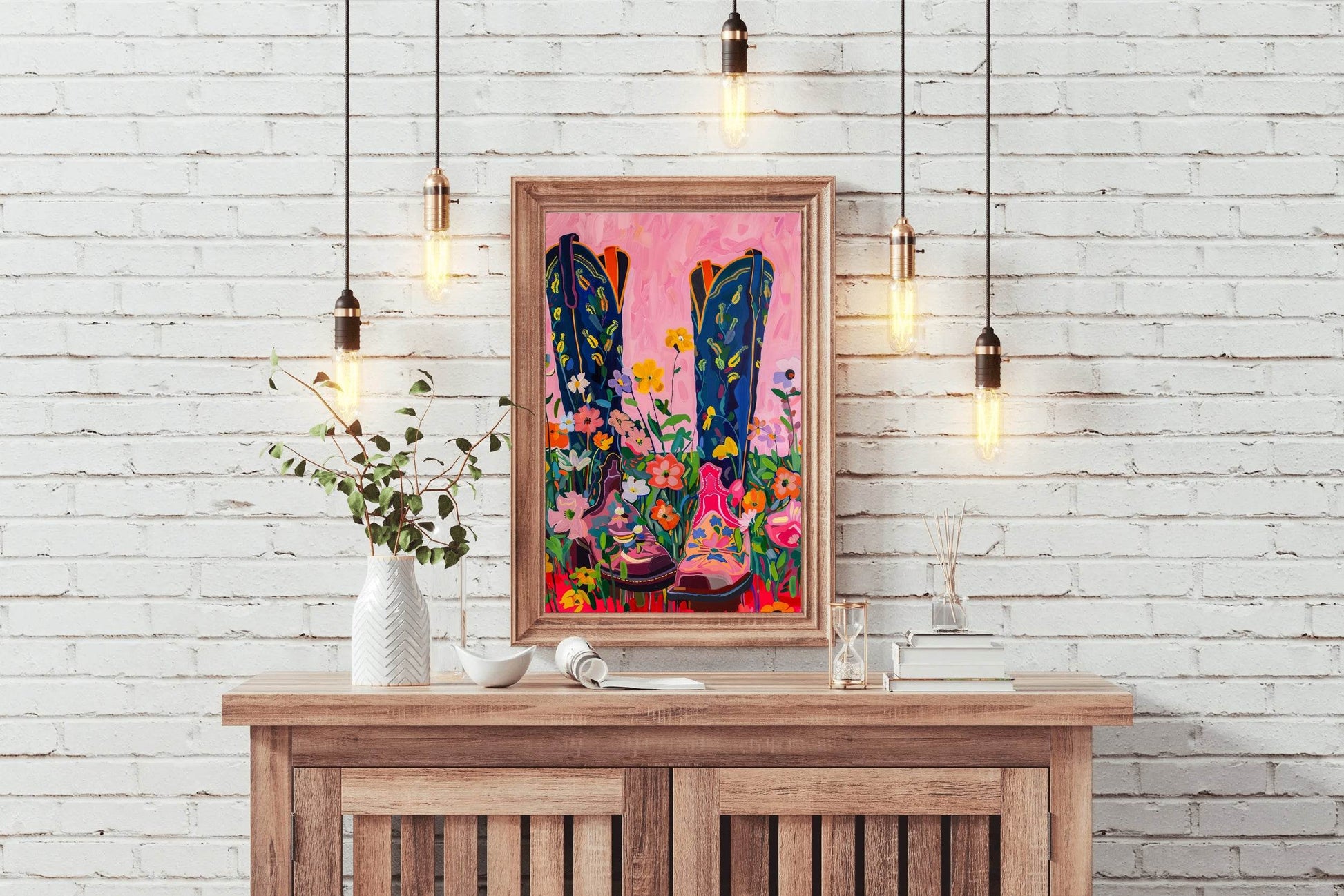 Cowboy Boots and Flower Blooms - beink online art store