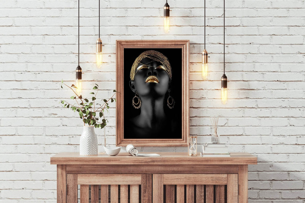 Girl Black Woman with Gold Wall Art - beink online art store