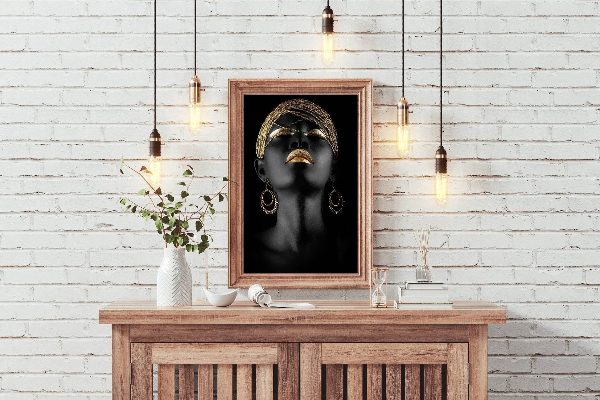 Girl Black Woman with Gold Wall Art - beink online art store