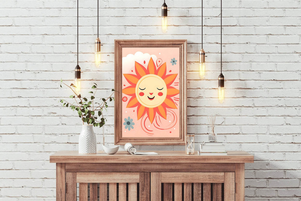 Painting of Shy Sun With Cloudy Background - beink online art store