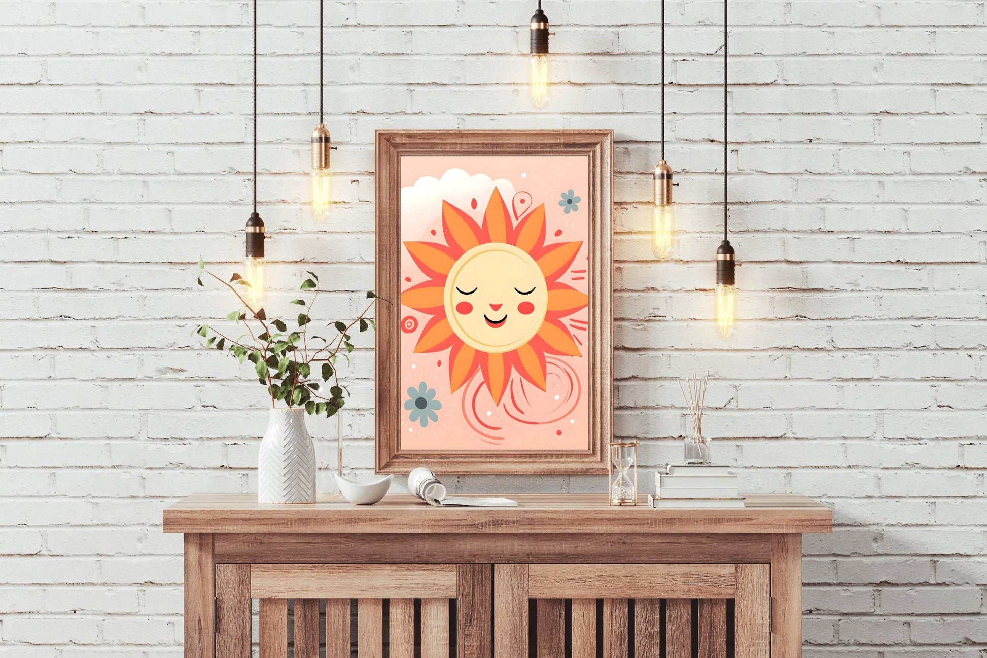 Painting of Shy Sun With Cloudy Background - beink online art store