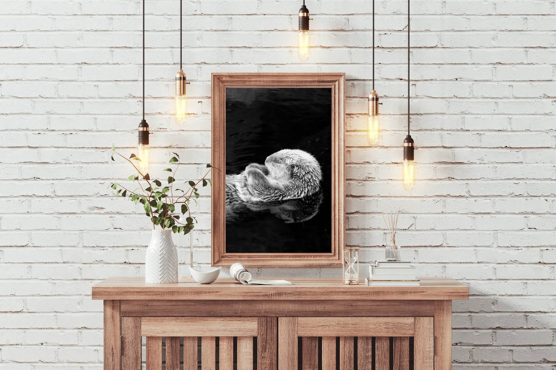 Sea Otter Black & White Wall Art - beink online art store