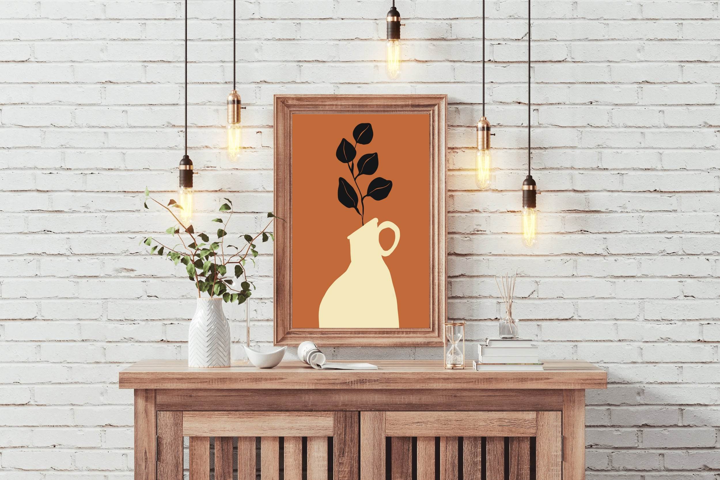 Minimalist Vase Stylized Foliage ArtWork - beink online art store