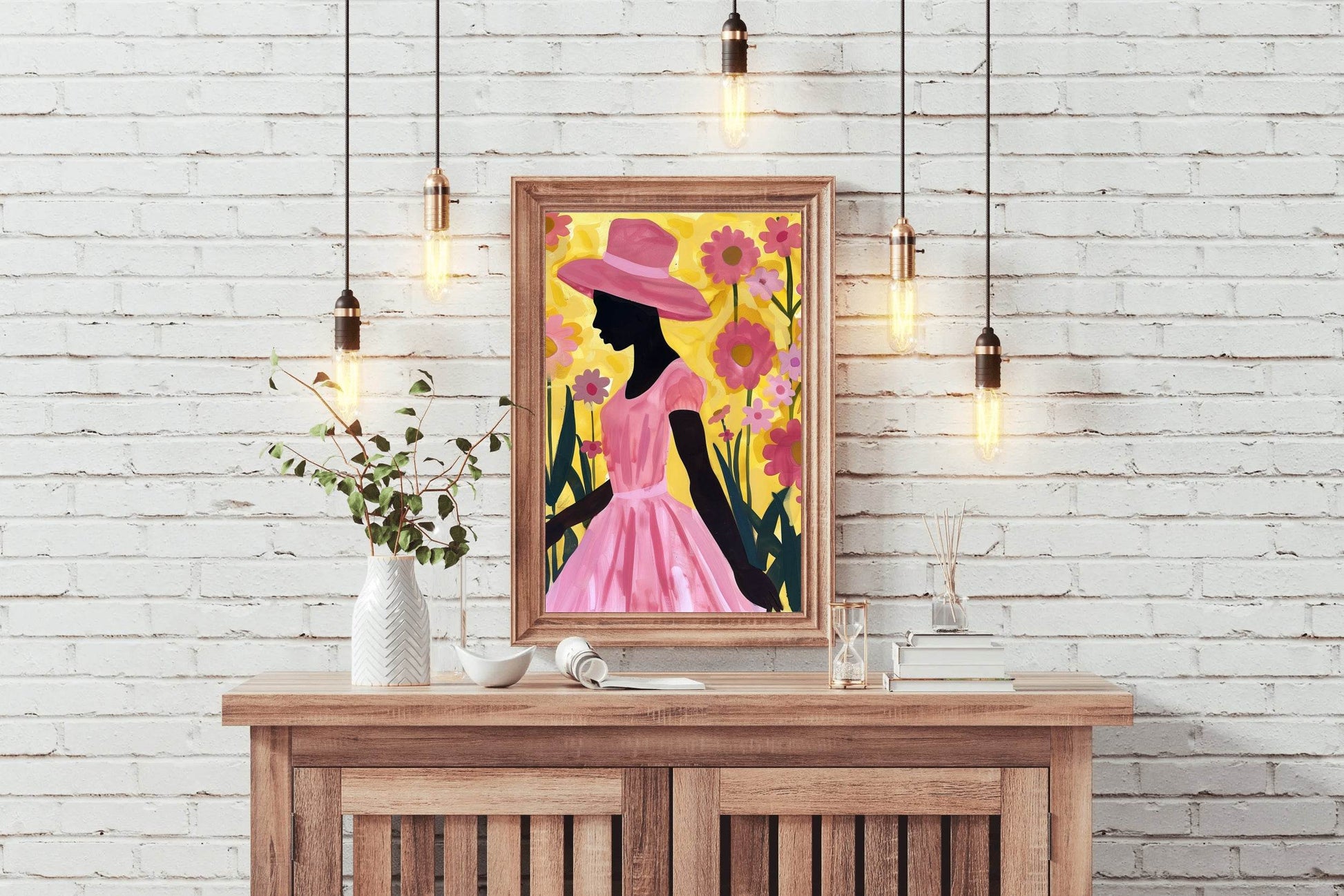 African Woman Flowers Wall Art - beink online art store