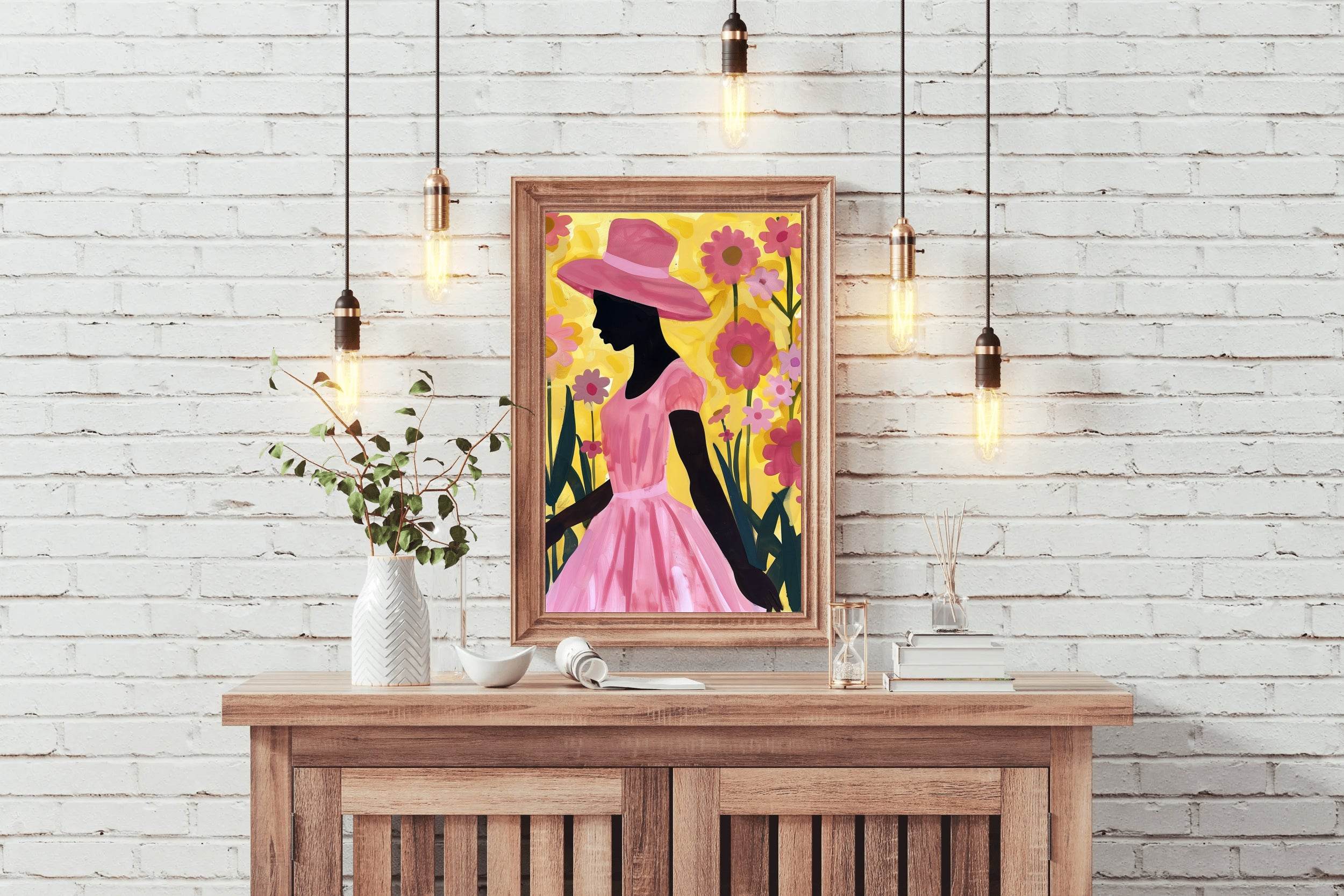 African Woman Flowers Wall Art - beink online art store