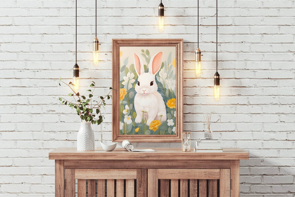 Shocked White Cartoon Bunny Wall Art - beink online art store