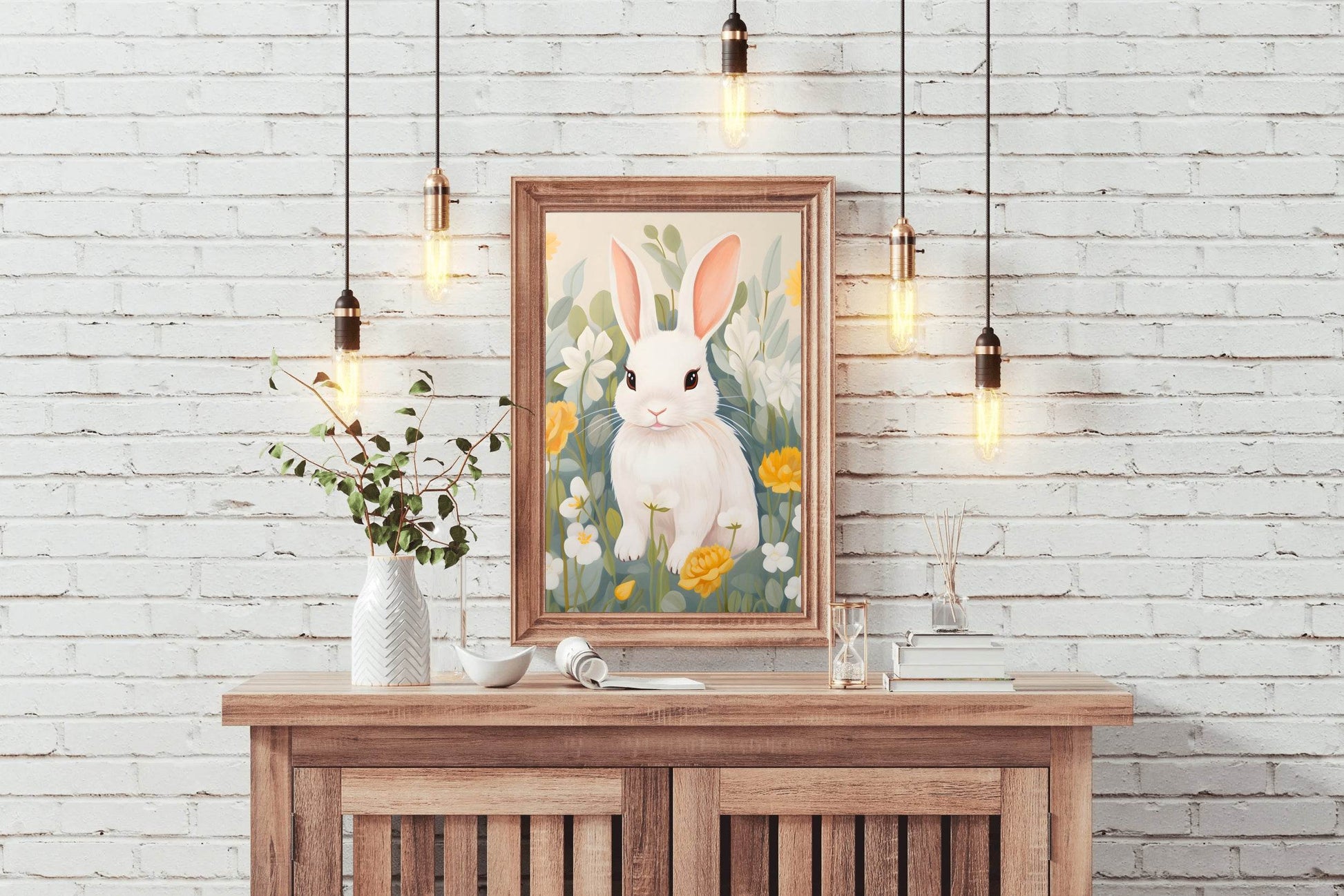 Shocked White Cartoon Bunny Wall Art - beink online art store