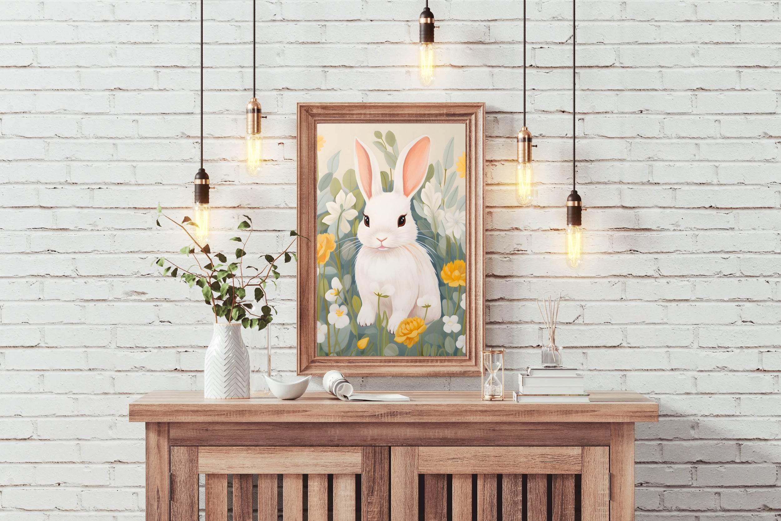 Shocked White Cartoon Bunny Wall Art - beink online art store
